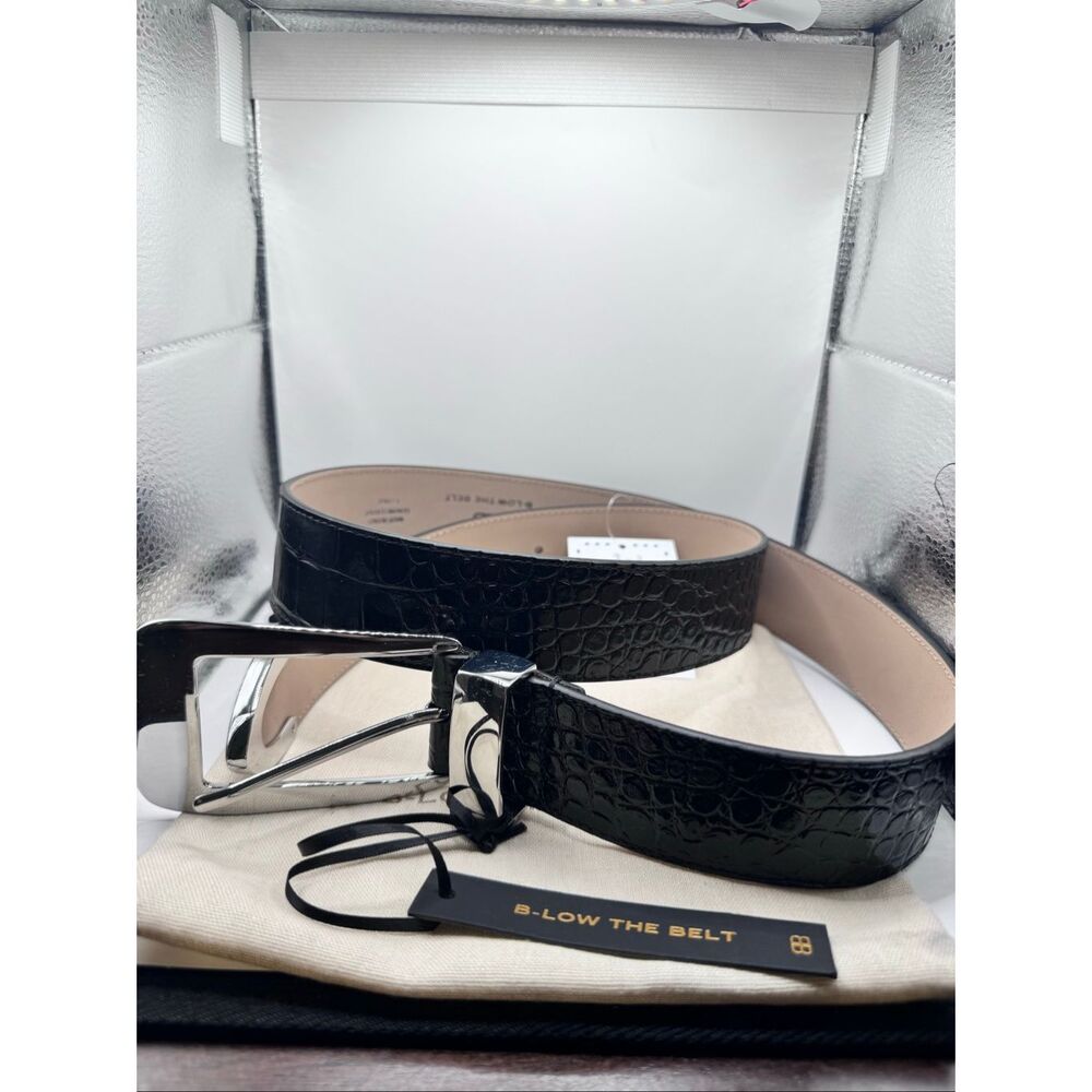 NWT B-Low The Belt Croc Black Leather Western Belt Silver Hardware Sz XL